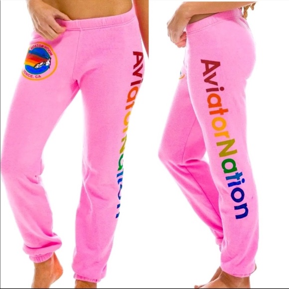 Aviator Nation Pants - NWT Women’s Aviator Nation Sweatpants - Neon Pink Size Small